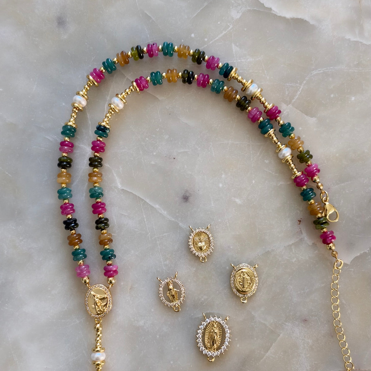 Multicolor Rosary Necklace