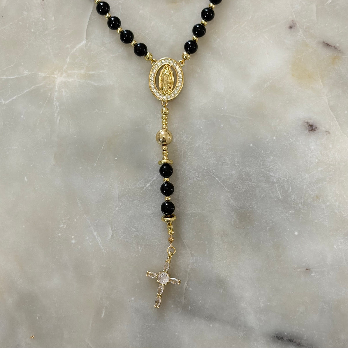Our Lady of Guadalupe Black Rosary Necklace