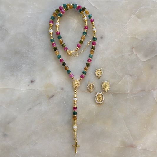 Multicolor Rosary Necklace