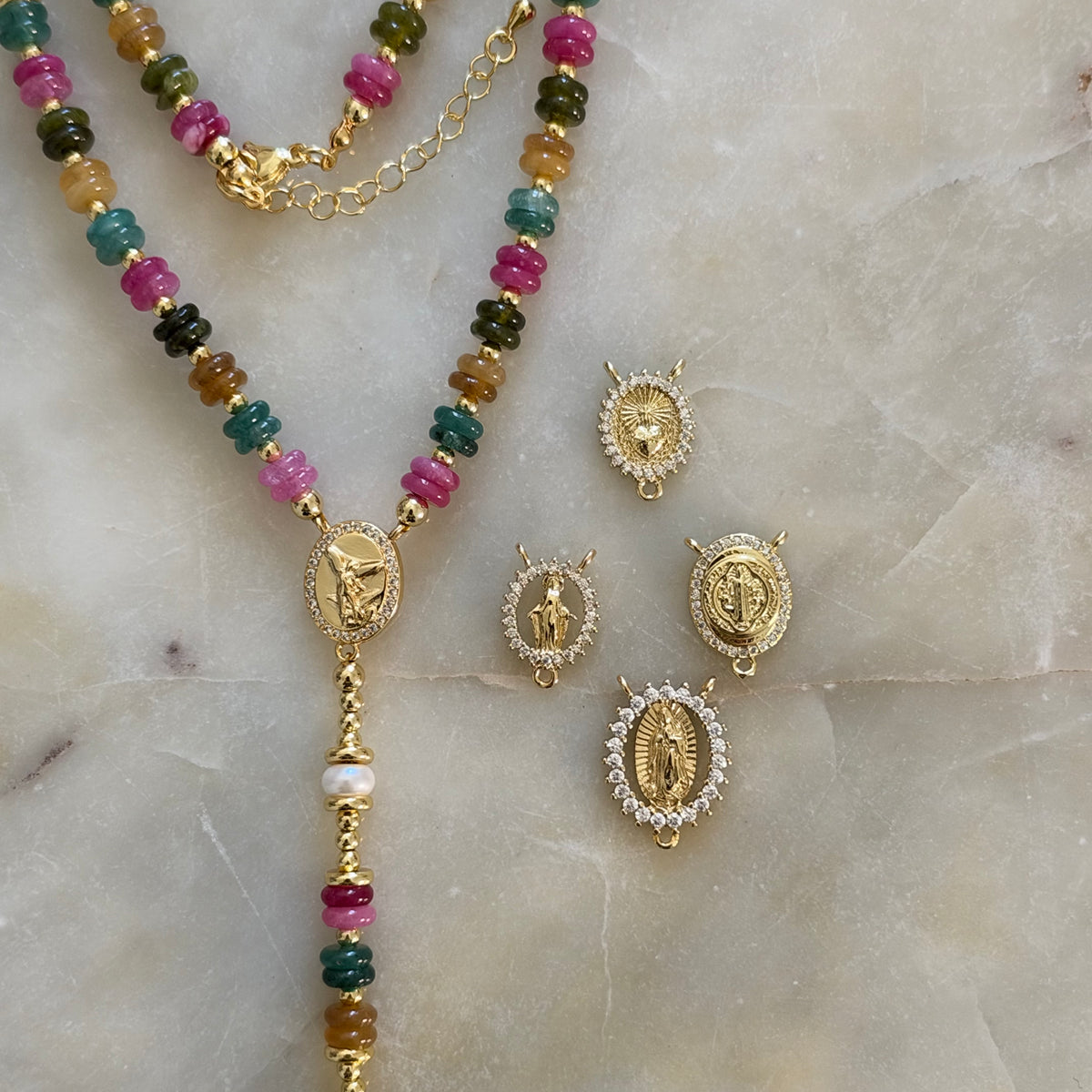Multicolor Rosary Necklace