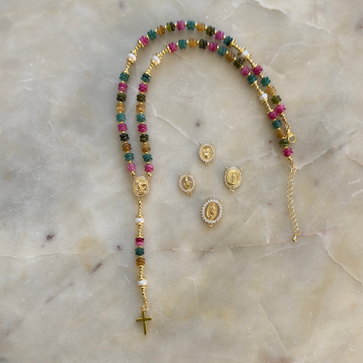 Multicolor Rosary Necklace