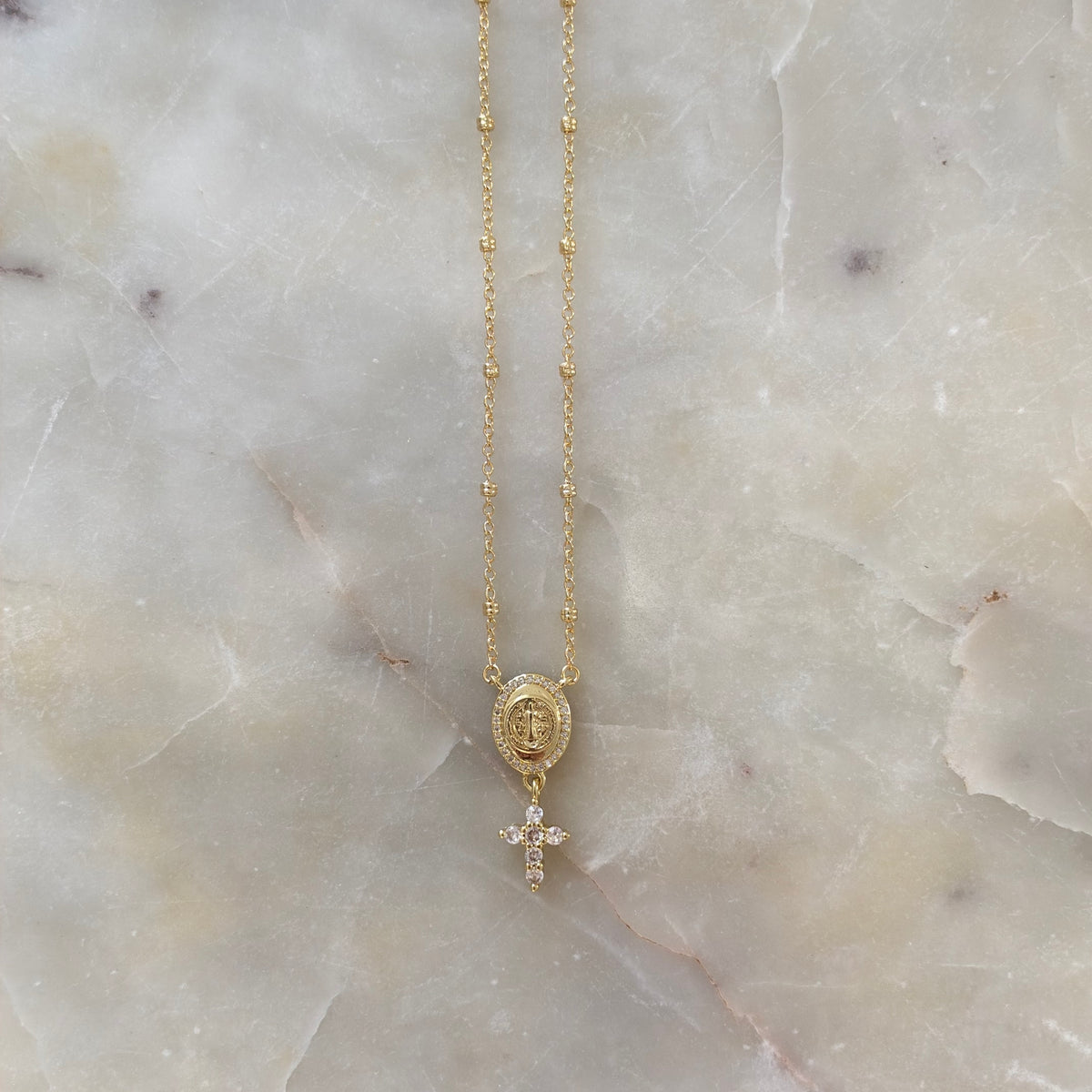 Catholic Medal & Cross Necklace