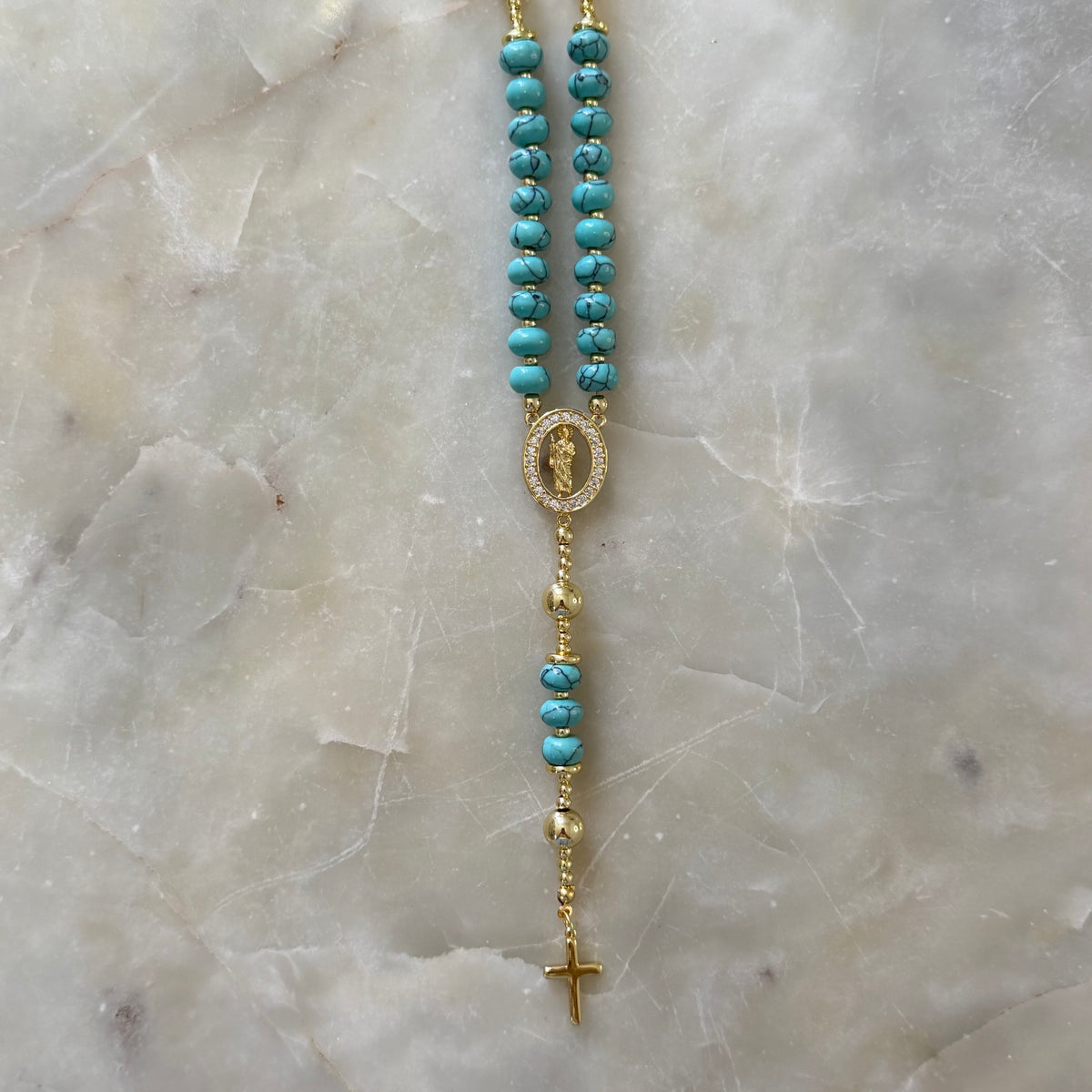 St. Benedict Turquoise Rosary Necklace