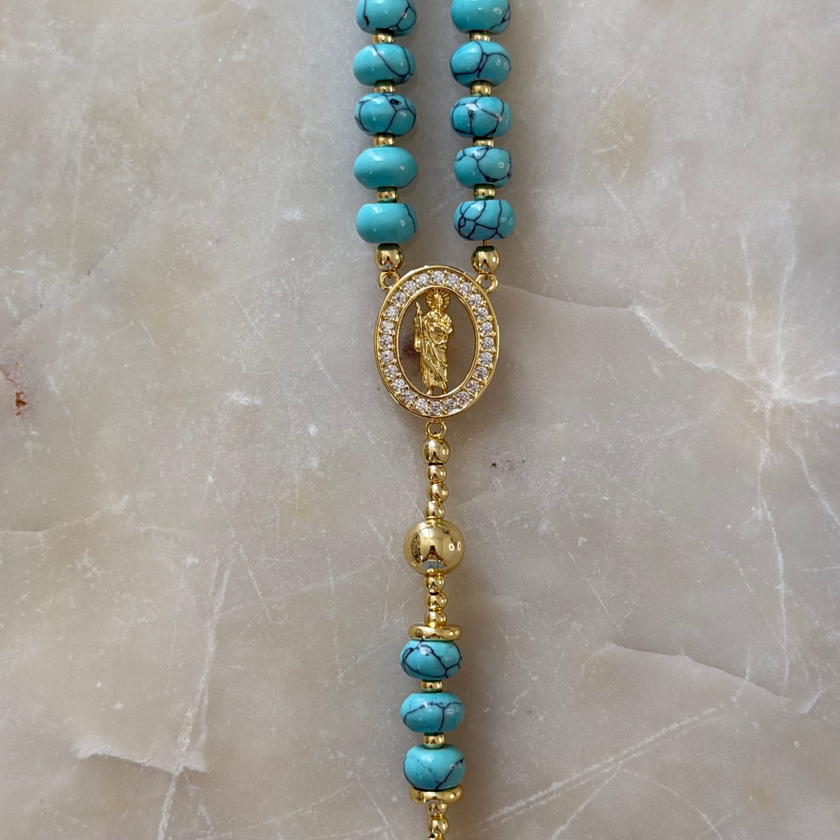 St. Benedict Turquoise Rosary Necklace