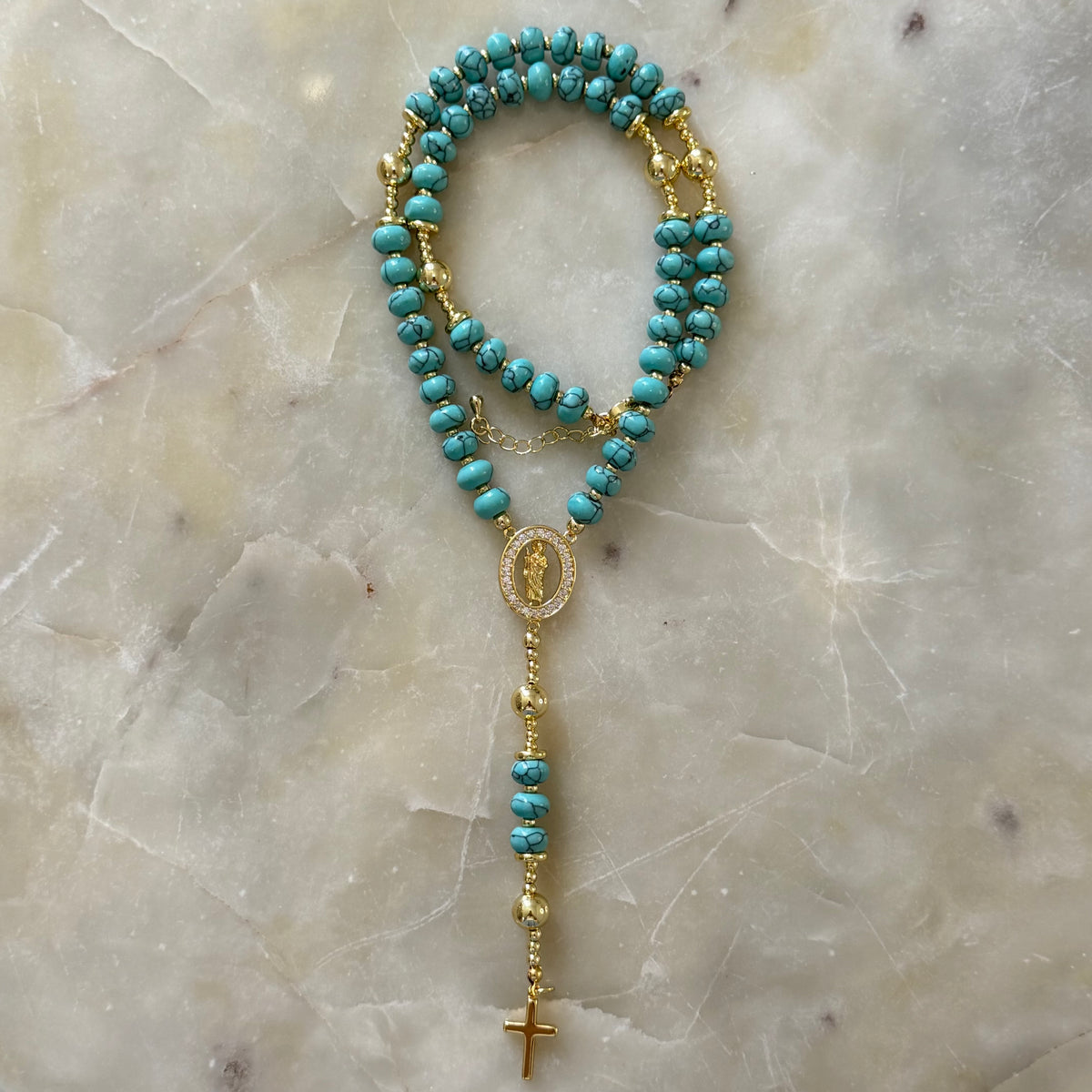 St. Benedict Turquoise Rosary Necklace
