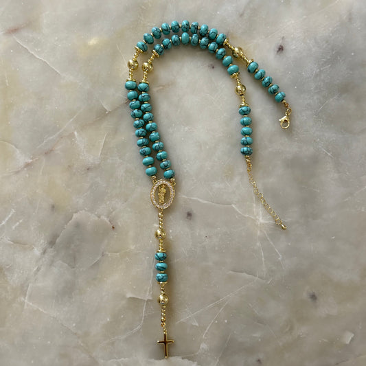 St. Benedict Turquoise Rosary Necklace