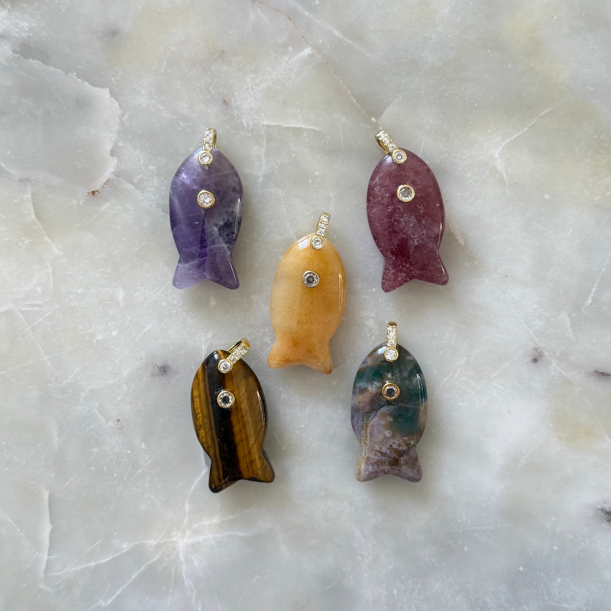 Natural Stone Fish Charm