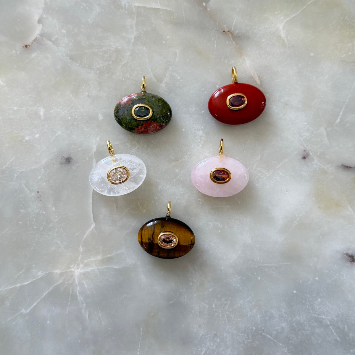Natural Stone Oval Charm