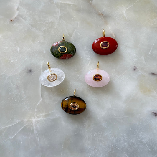 Natural Stone Oval Charm