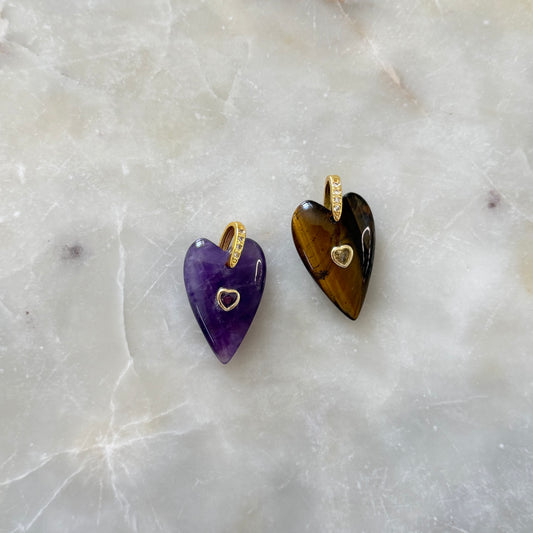 Natural Stone Heart Charm